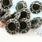 Buttons (Set of 10) - Pewter Studs | Metal | 11mm | Deep Emerald